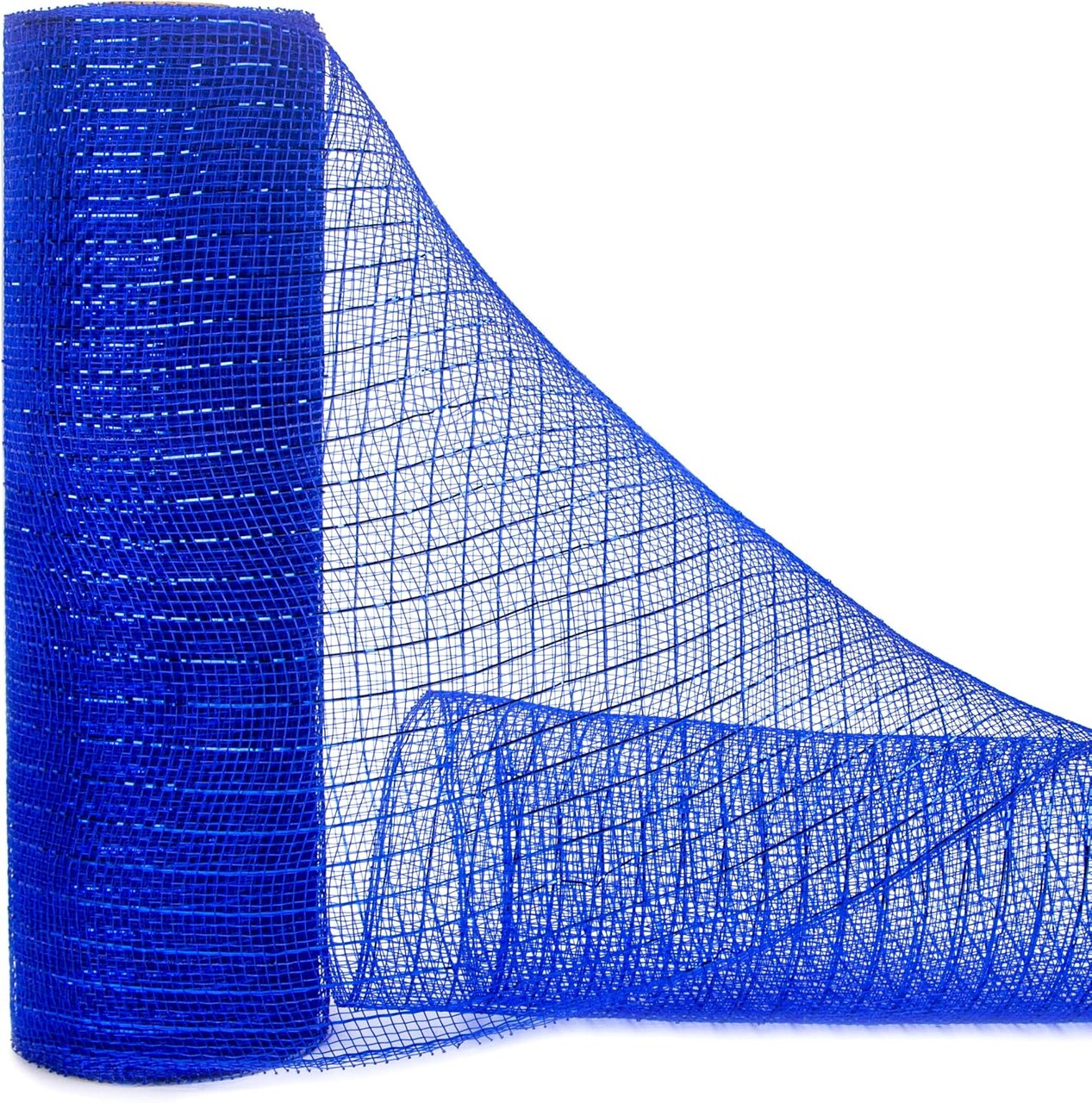 Royal Blue Metallic Mesh Ribbon, 10 inch x 30 feet(10Yard), Royal Blue with Royal Foil, Use for 4th of July Wreath